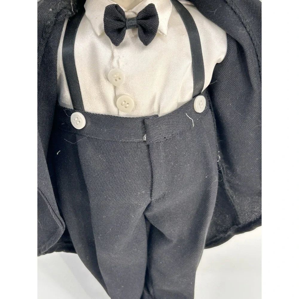 Vintage Anthropomorphic Fancy Dog Wearing Tuxedo Porcelain Plush Doll 18